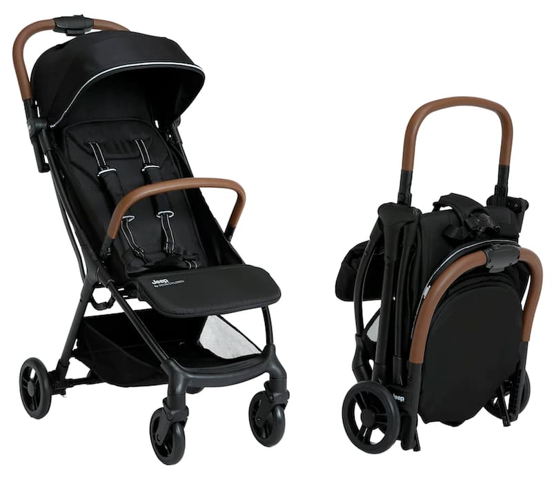 compact stroller open and folded
