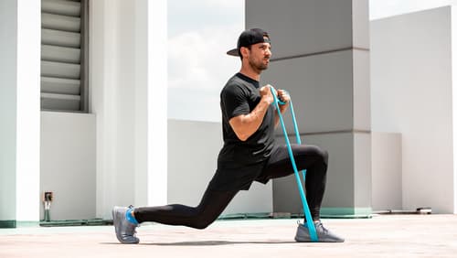 Man working out with resistance bands